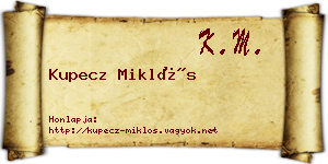 Kupecz Miklós névjegykártya